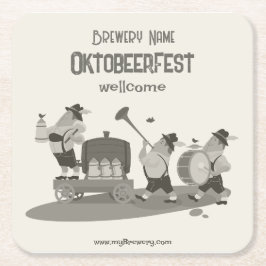 陽気なバイエルン音楽家がオクトーバーフェストに招待する スクエアペーパーコースター