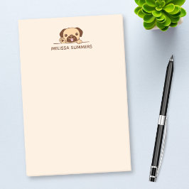 陽気なパグ犬が上を覗く名前をカスタムする ポストイット