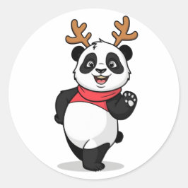 陽気なパンダのクリスマス ラウンドシール