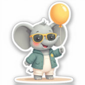 陽気なパーティー象 | かわいいお祝いパル シール (正面)