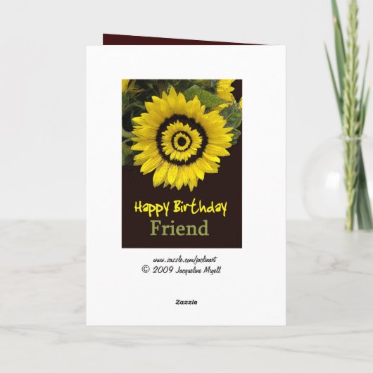 陽気なヒマワリを持つ伯母さん誕生日 カード (裏面)