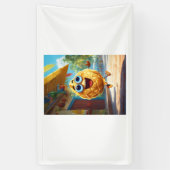 陽気なヒマワリキャラクター 横断幕 (縦)