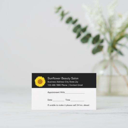 陽気なヒマワリテーマ美しいアポイントメントカード 予約カード (スタンド正面)