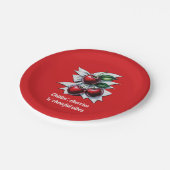 陽気なビーズレッドさくらんぼフルーツ通りアートスタイル ペーパープレート (アングル)