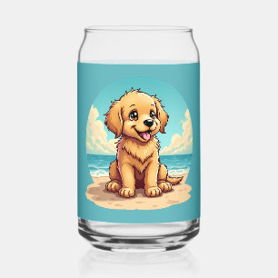 陽気なビーチのゴールデンパピー ガラス缶