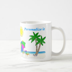 陽気なビーチのテーマはパーソナライズなコーヒーカップを襲います コーヒーマグカップ