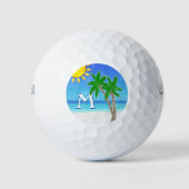 陽気なビーチシーンMONOGRAM女性用ゴルフボール ゴルフボール (正面)