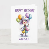 陽気なピエロのバルーン 誕生日 カード (正面)