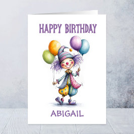 陽気なピエロのバルーン 誕生日 カード