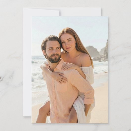 陽気なピンクのビーチ写真 招待状 (正面)