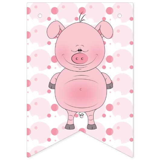 陽気なピンクのブタの漫画 バンティングフラッグ (第1の旗)