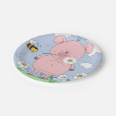 陽気なピンクのブタの漫画 ペーパープレート (アングル)