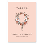 陽気なピンクの花輪 テーブルナンバー (裏面)