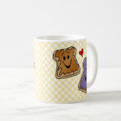 陽気なピーナッツバターおよびゼリーの漫画の友人 コーヒーマグカップ (正面右)