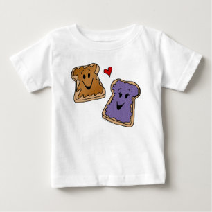 陽気なピーナッツバターおよびゼリーの漫画の友人 ベビーTシャツ