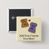 陽気なピーナッツバターおよびゼリーの漫画の友人 缶バッジ (正面&裏面)