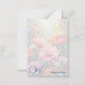 陽気なファンタジーフラワーピンクガーデンモノグラム ノートカード (裏面)