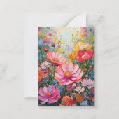 陽気なファンタジーフラワーピンクガーデンモノグラム ノートカード (正面)