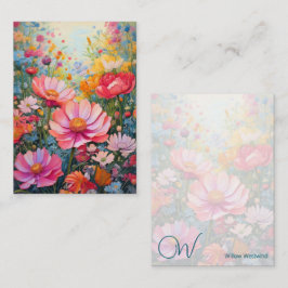 陽気なファンタジーフラワーピンクガーデンモノグラム ノートカード
