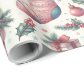 陽気なフェスティバルクリスマスラッピング紙 ラッピングペーパー (ロールコーナー)