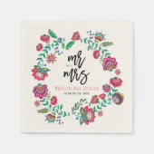 陽気なフォーク数々のの花結婚色の紙プラン スタンダードカクテルナプキン (正面)