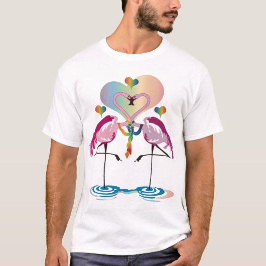 陽気なフラミンゴの服装 Tシャツ (正面)