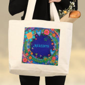 陽気なフローラブルーのインスピリシティトートバッグ ラージトートバッグ