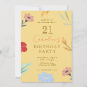 陽気なフローラ誕生日招待状 招待状 (正面)