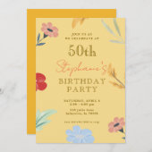 陽気なフローラ50誕生日招待状 招待状 (正面/裏面)