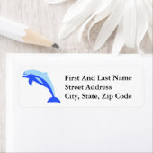 陽気なブルージャンピングドルフィン海漫画 ラベル (インサイチュ)