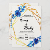 陽気なブルーバラ結婚式招待状 招待状 (正面/裏面)