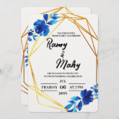 陽気なブルーバラ結婚式招待状 招待状 (正面/裏面)