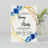 陽気なブルーバラ結婚式招待状 箔招待状 (立ち正面)