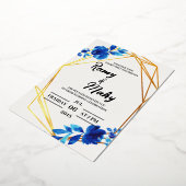 陽気なブルーバラ結婚式招待状 箔招待状 (回転した状態)