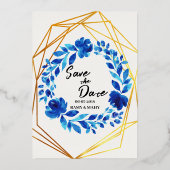 陽気なブルーバラ結婚式招待状 箔招待状 (裏面)