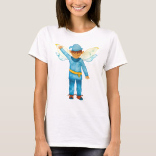 陽気なブルー小妖精や小人Tシャツ Tシャツ