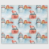 陽気なペンギンのギフトラップ ラッピングペーパー (フラット)