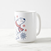 陽気なポーラーベアーウィンターホリデーデザイン コーヒーマグカップ (正面右)
