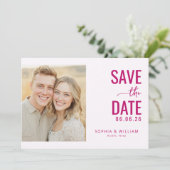 陽気なマジェンタのモダンな写真 セーブザデート (スタンド正面)