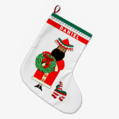 陽気なメキシコのサンタクロース ラージクリスマスストッキング (正面 (吊り時))