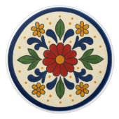 陽気なメキシコのタラベラフォークフローラセラミックノブ セラミックノブ (正面)