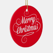 陽気なメリークリスマスの文字を持つ円のオーナメント セラミックオーナメント (右)