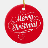 陽気なメリークリスマスの文字を持つ円のオーナメント セラミックオーナメント (正面)
