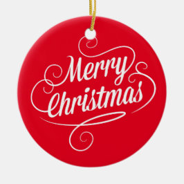 陽気なメリークリスマスの文字を持つ円のオーナメント セラミックオーナメント