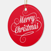 陽気なメリークリスマスの文字を持つ円のオーナメント セラミックオーナメント (左)