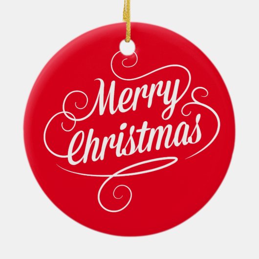 陽気なメリークリスマスの文字を持つ円のオーナメント セラミックオーナメント (裏面)