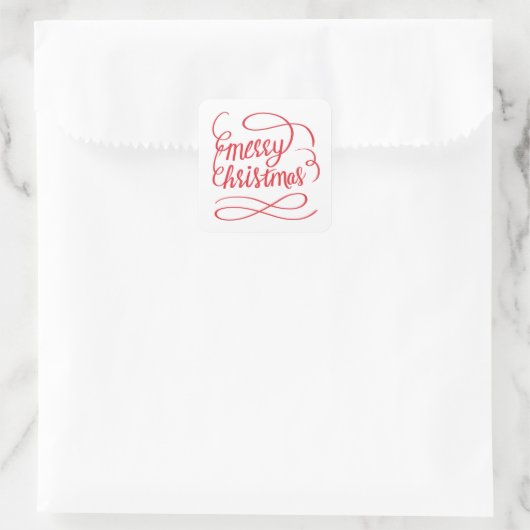 陽気なメリークリスマスタイポグラフィ手錠 スクエアシール (バッグ)