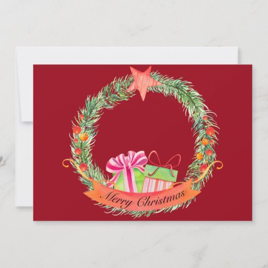 陽気なメリークリスマスホリデーリース写真 シーズンカード (正面)