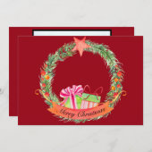 陽気なメリークリスマスホリデーリース写真 シーズンカード (正面/裏面)