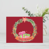 陽気なメリークリスマスホリデーリース写真 シーズンカード (スタンド正面)